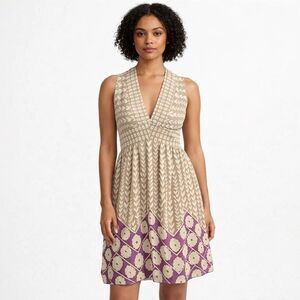 Anna Sui for Anthropologie Silk Wheat Fields Floral Dress Size 8 Boho Romantic